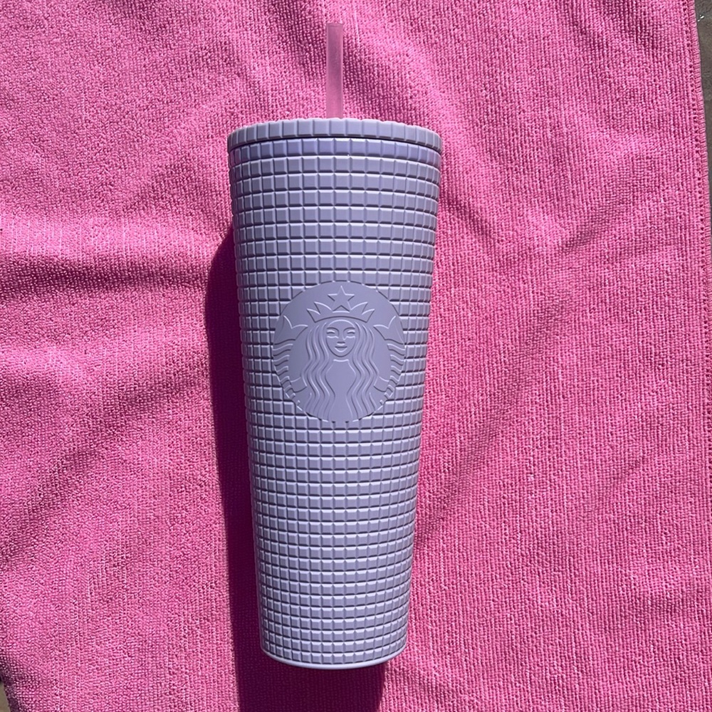 Pastel Purple Grid Starbucks Tumbler